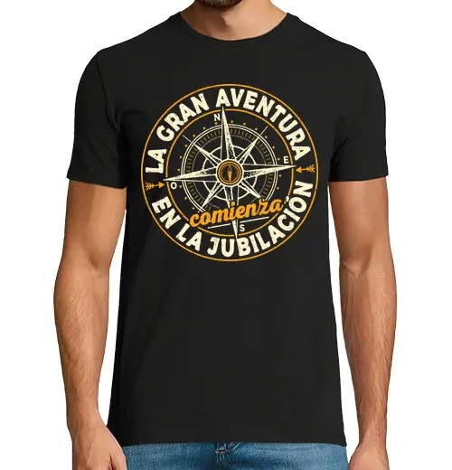 T-shirt uomo manica corta la grande avventura inizia in pensione