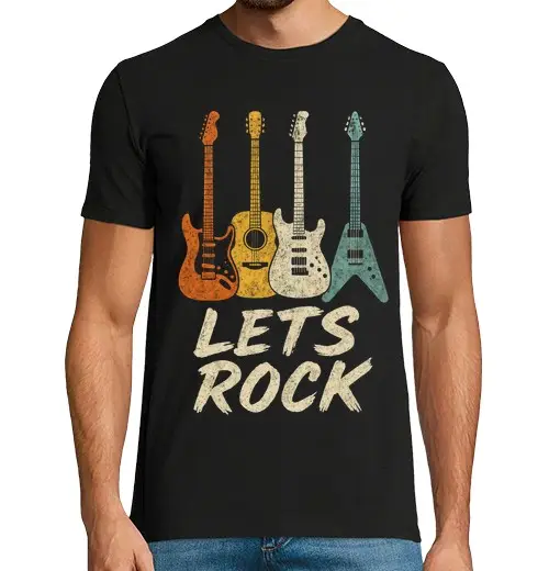 T-shirt uomo manica corta le chitarre permettono rock musica vint