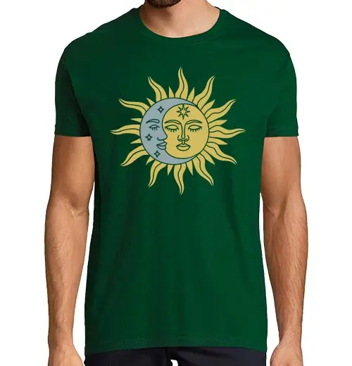 T-shirt uomo manica corta luna sole yin yang style per le feste