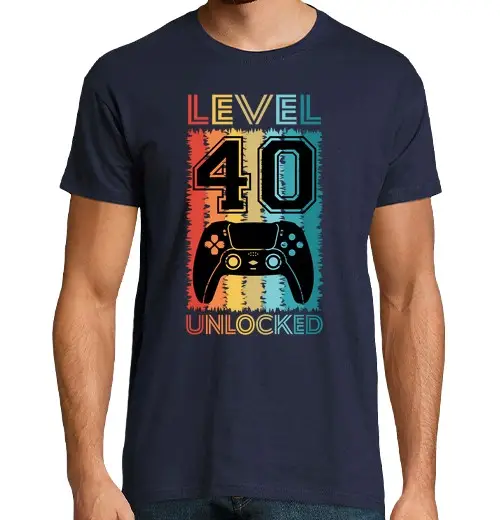 T-shirt uomo manica corta maglietta livello 40 sbloccata gamer - regalo divertentitente gaming regalo compleanno gamer