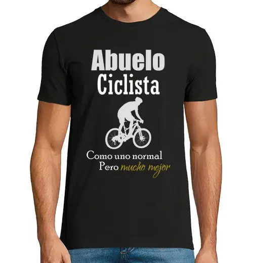 T-shirt uomo manica corta nonno in bicicletta come uno normale ma