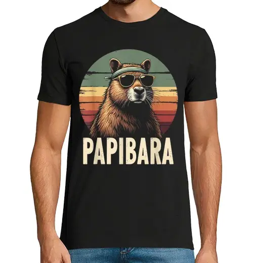 T-shirt uomo manica corta papibara divertente regalo di festa del papà per papà uomini