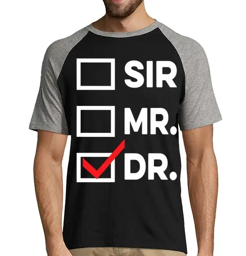 T-shirt uomo, manica corta, stile baseball uomo signore dottore laurea uomini