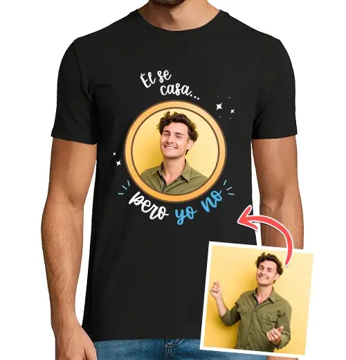 T-shirt uomo manica corta t-shirt non mi sposo" con foto personalizzabile