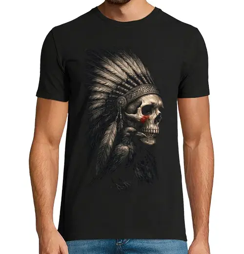 T-shirt uomo manica corta teschio tribale skull ingiornono corvo
