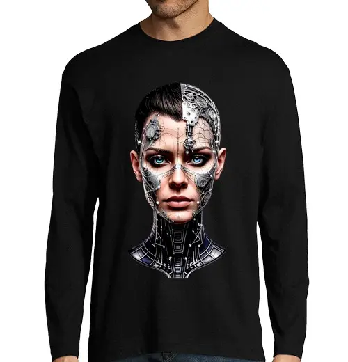 T-shirt uomo manica lunga donna cyberpunk arte futuristico stile neonpunk