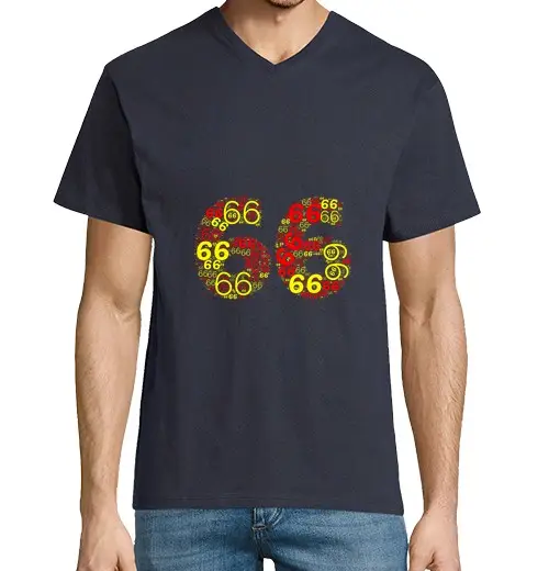 T-shirt uomo scollo a V 66 sessantasei sangue i oro