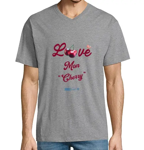 T-shirt uomo scollo a V amo la mia ciliegia - di ovvio
