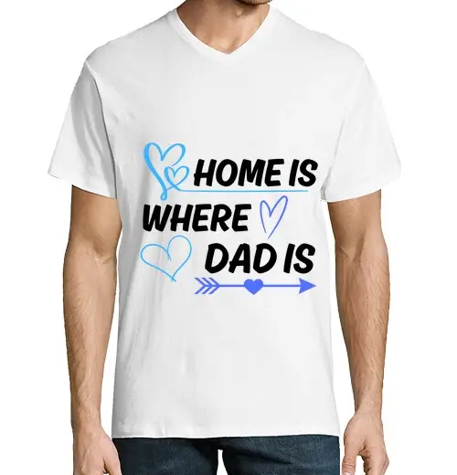 T-shirt uomo scollo a V casa è dove papà è padre citazione