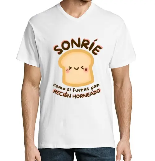 T-shirt uomo scollo a V frase positiva pan Adero lavoro