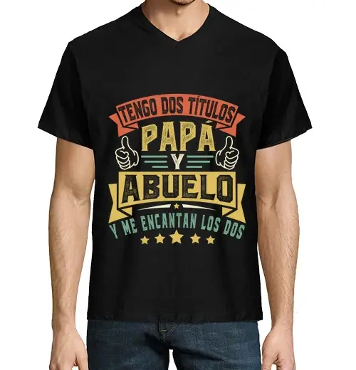T-shirt uomo scollo a V Ho due titoli papà los nonno in regalo