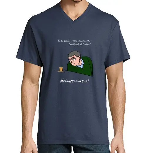 T-shirt uomo scollo a V one vacanza bianca