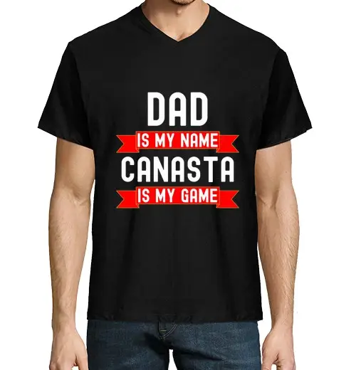 T-shirt uomo scollo a V papà è il mio nome canasta è il mio gio