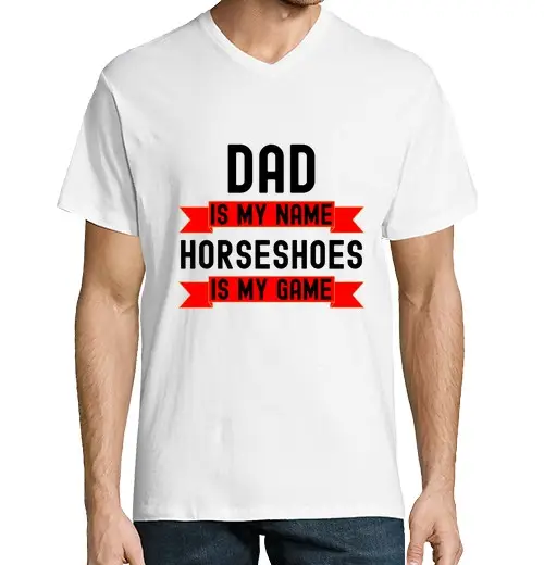 T-shirt uomo scollo a V papà è il mio nome i ferri di cavallo s