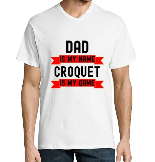 T-shirt uomo scollo a V papà è il mio nome il croquet è il mio