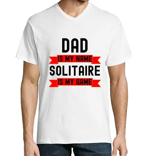 T-shirt uomo scollo a V papà è il mio nome il solitario è il mi