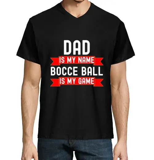 T-shirt uomo scollo a V papà è il mio nome le bocce sono il mio