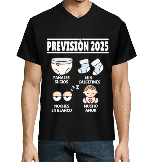 T-shirt uomo scollo a V previsioni 2025 papà spot emba razza da