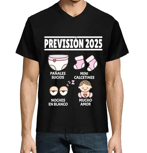 T-shirt uomo scollo a V previsioni 2025 papà spot emba razza da