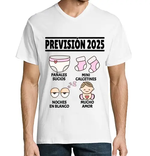 T-shirt uomo scollo a V previsioni 2025 papà spot emba razza da