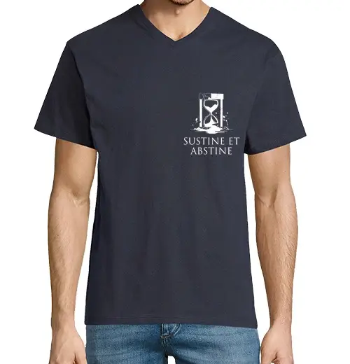 T-shirt uomo scollo a V sostieni e astieniti