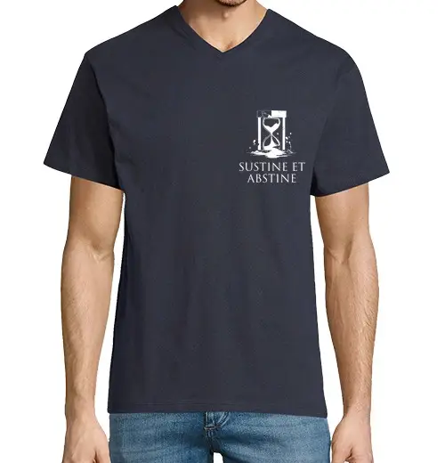 T-shirt uomo scollo a V sostieni e astieniti