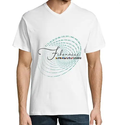 T-shirt uomo scollo a V t-shirt da uomo matematica fibonacci