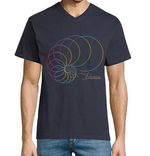 T-shirt uomo scollo a V t-shirt da uomo matematica serie fibonacci