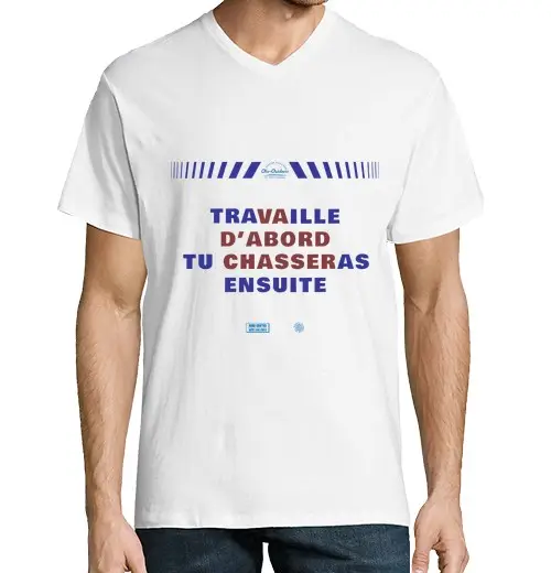 T-shirt uomo scollo a V vai a caccia prima