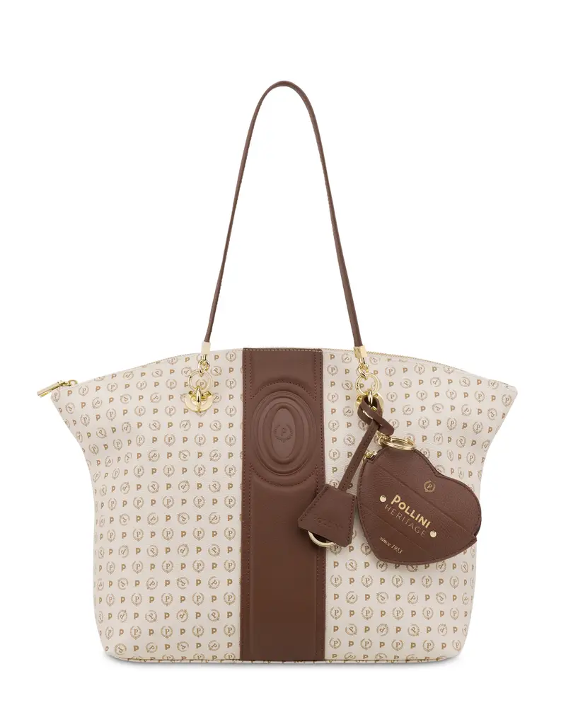 Tote bag Heritage 70 AVORIO/MARRONE., one_size, Pollini