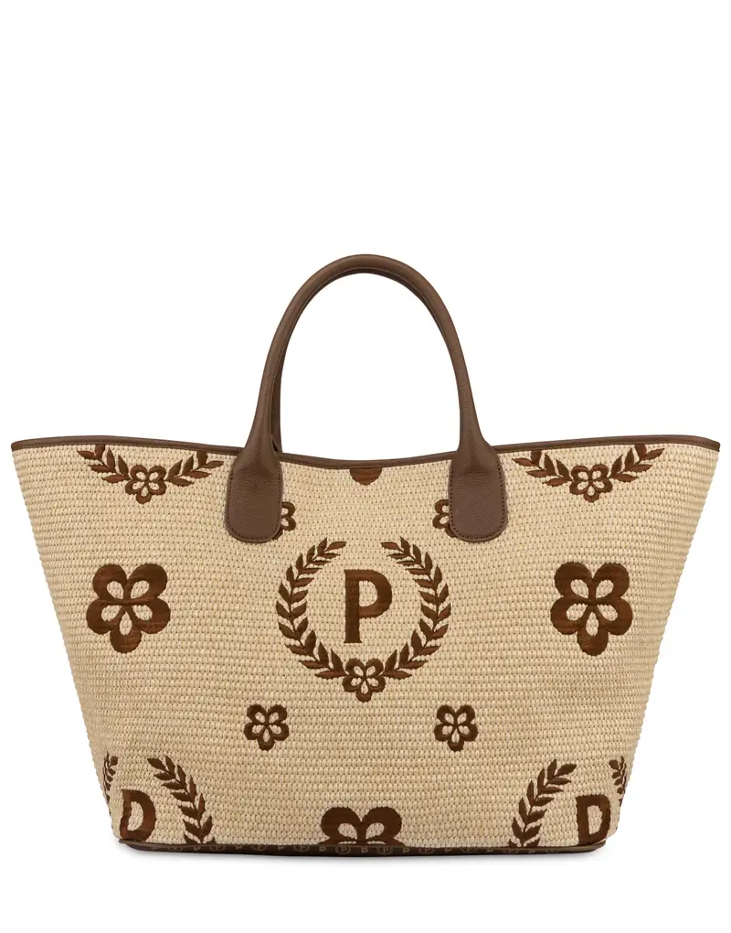 Tote bag in paglia Macro Heritage Big NATURALE/T.MORO/MARRONE, one_size, Pollini