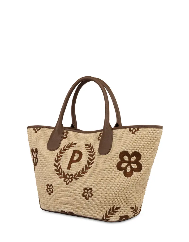 Tote bag in paglia Macro Heritage Medium NATURALE/T.MORO/MARRONE, one_size, Pollini miniatura 2