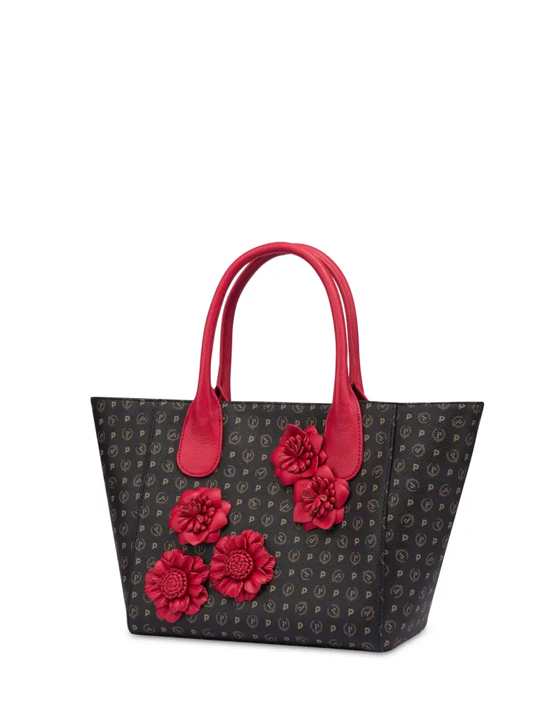 Tote bag medium Heritage Flowers NERO/ROSSO, one_size, Pollini miniatura 2