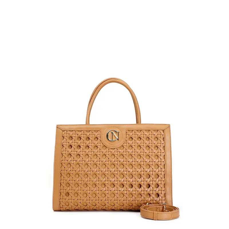 tote con intreccio nocciola taglia unica