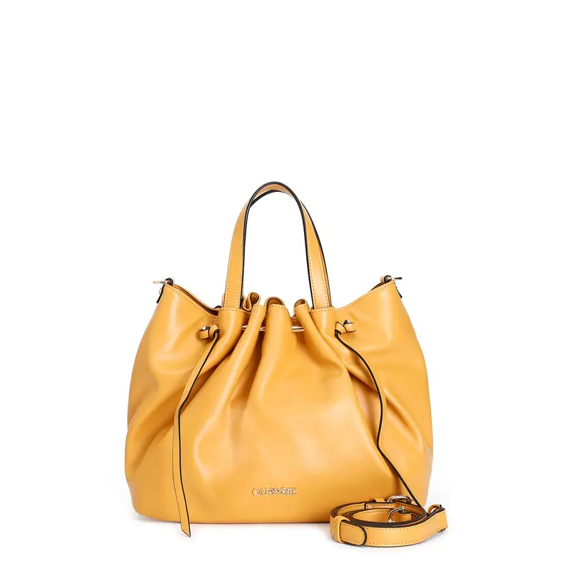 tote con motivo di arricciatura, tramezza interna con zip arancio