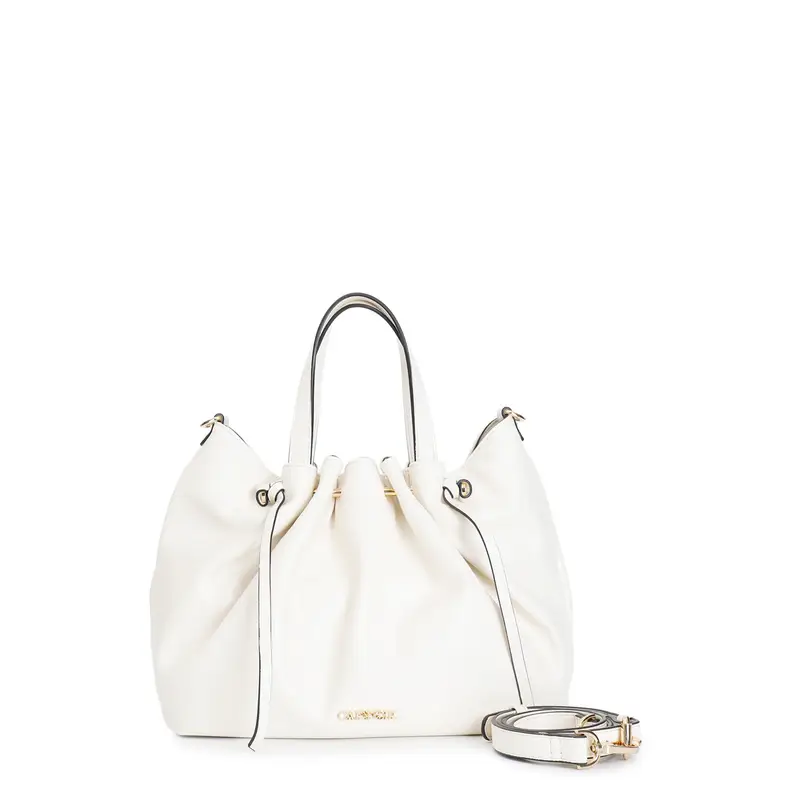 tote con motivo di arricciatura, tramezza interna con zip panna taglia unica