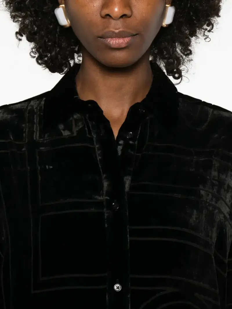 Toteme Maglia nero in velluto con design geometrico miniatura 2