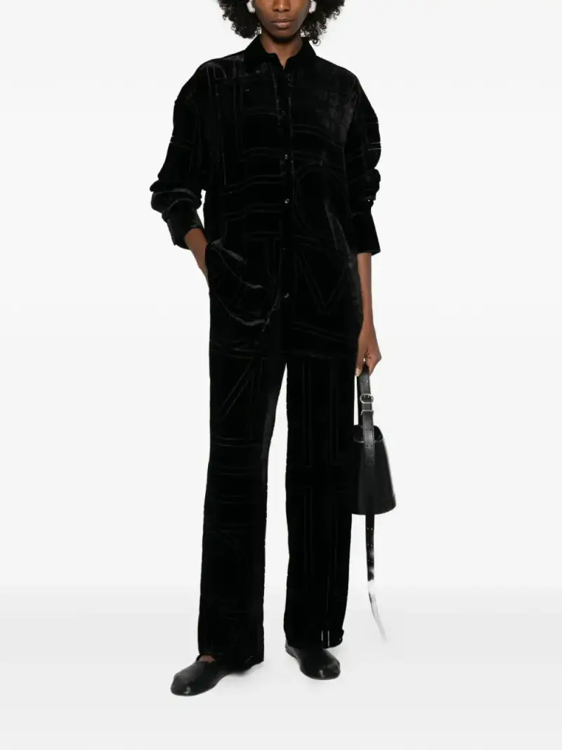 Toteme Maglia nero in velluto con design geometrico miniatura 3