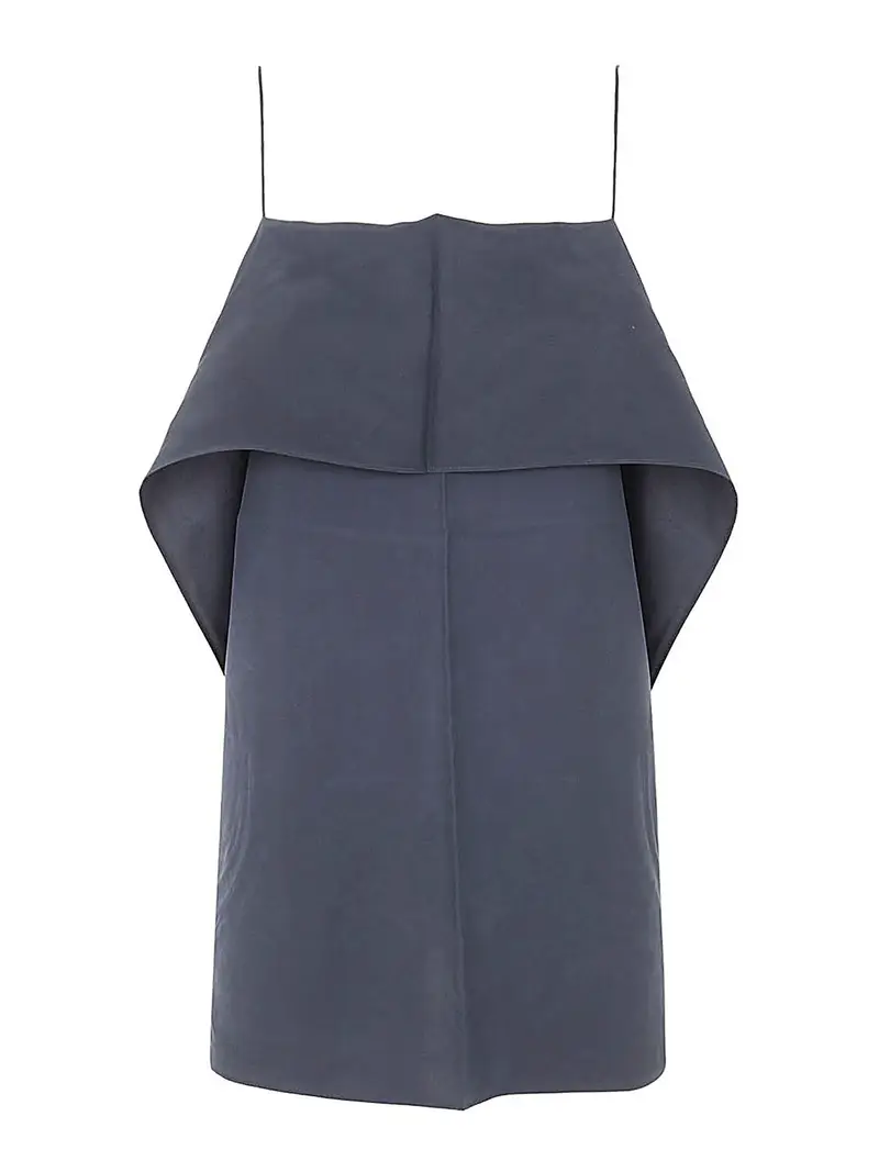 Canotta di seta drappeggiata Blu