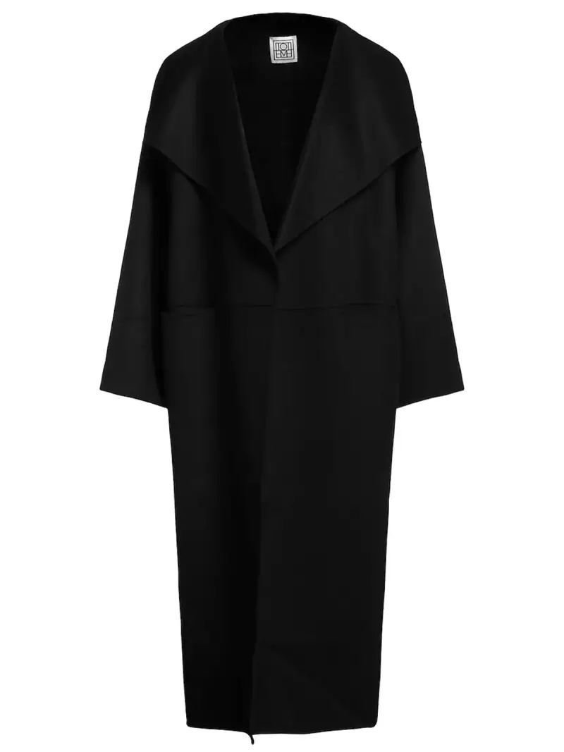 Toteme Cappotto nero in misto cashmere e lana RWS