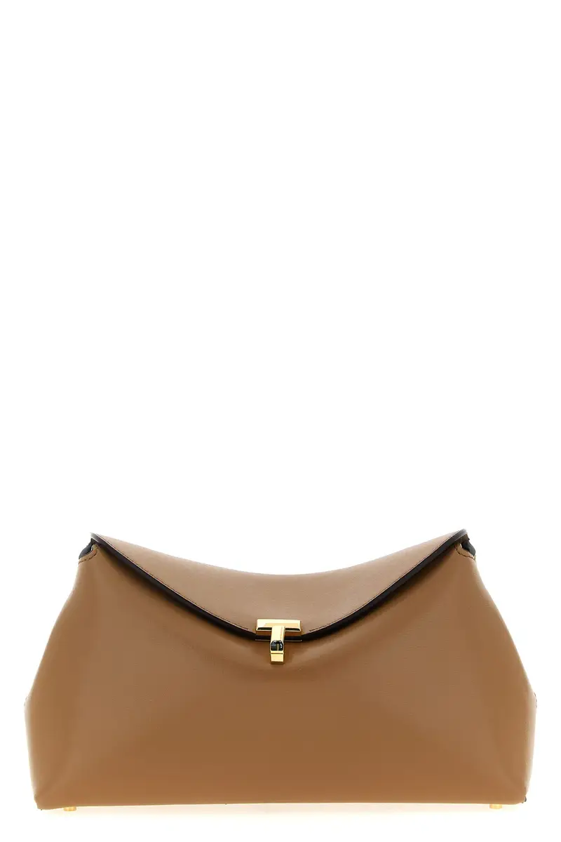 Clutch T-Lock Leather Marrone