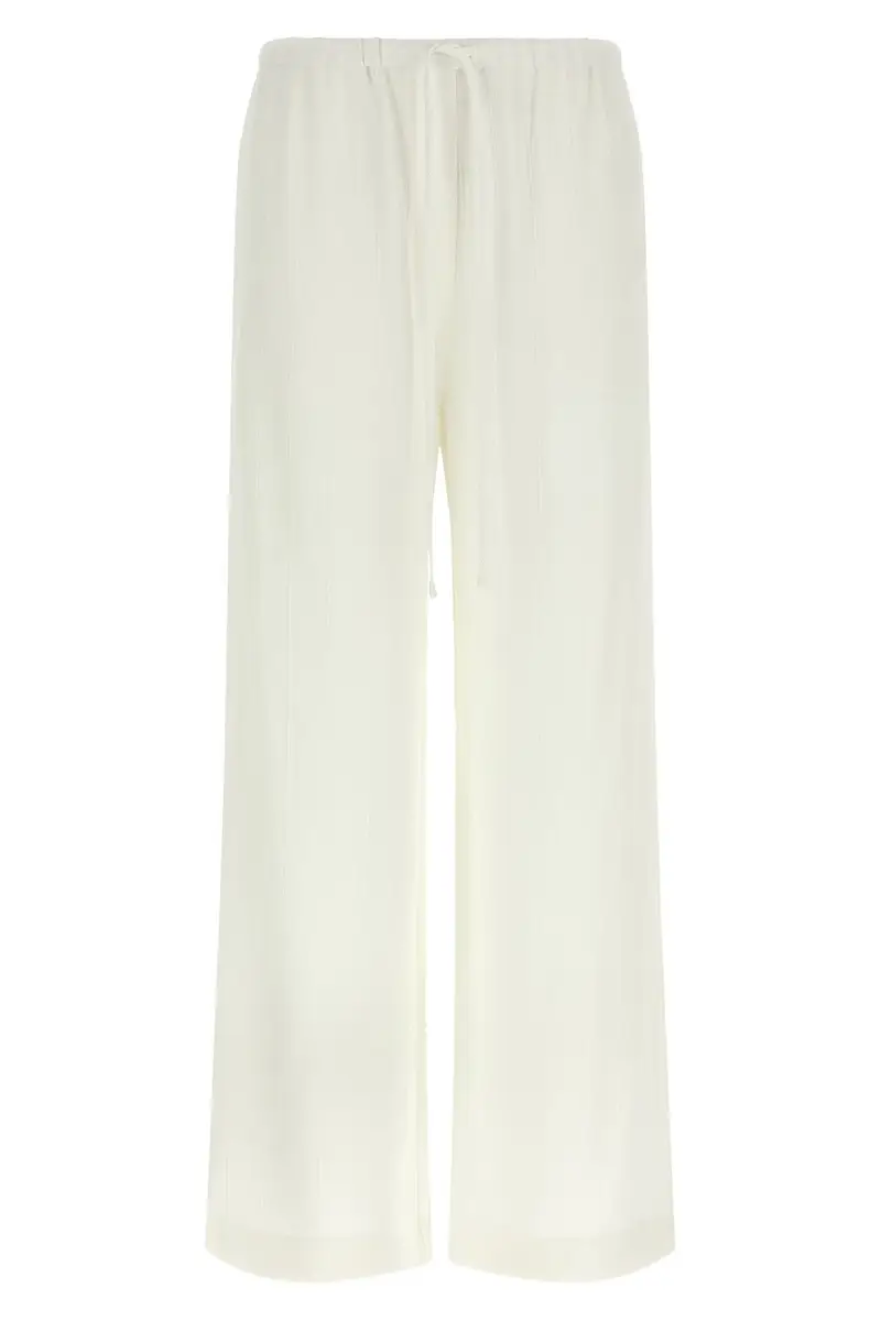 Pantalone Righe In Rilievo Bianco