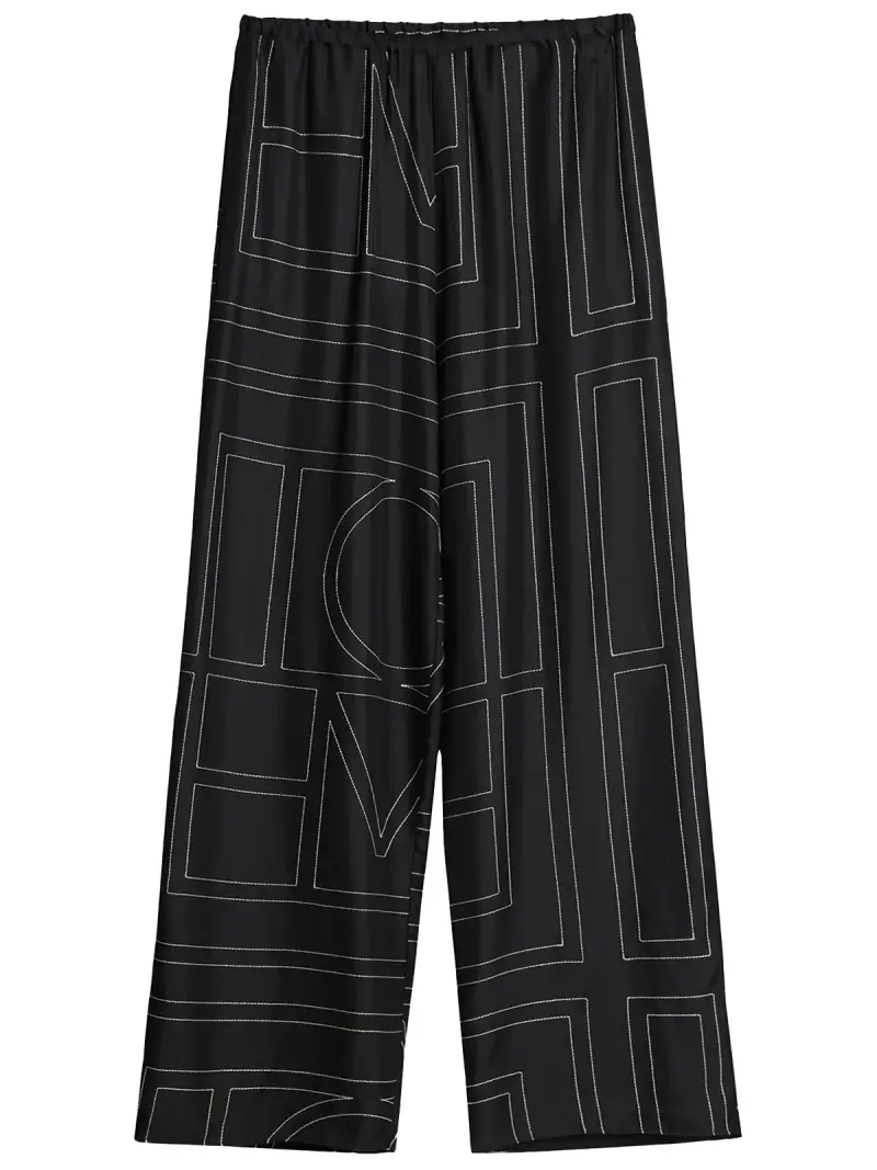 pantaloni in twill di seta NERO