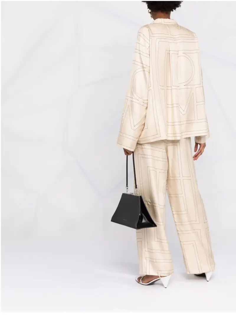 Pantaloni monogram toteme BEIGE miniatura 2