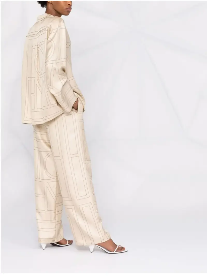 Pantaloni monogram toteme BEIGE miniatura 3