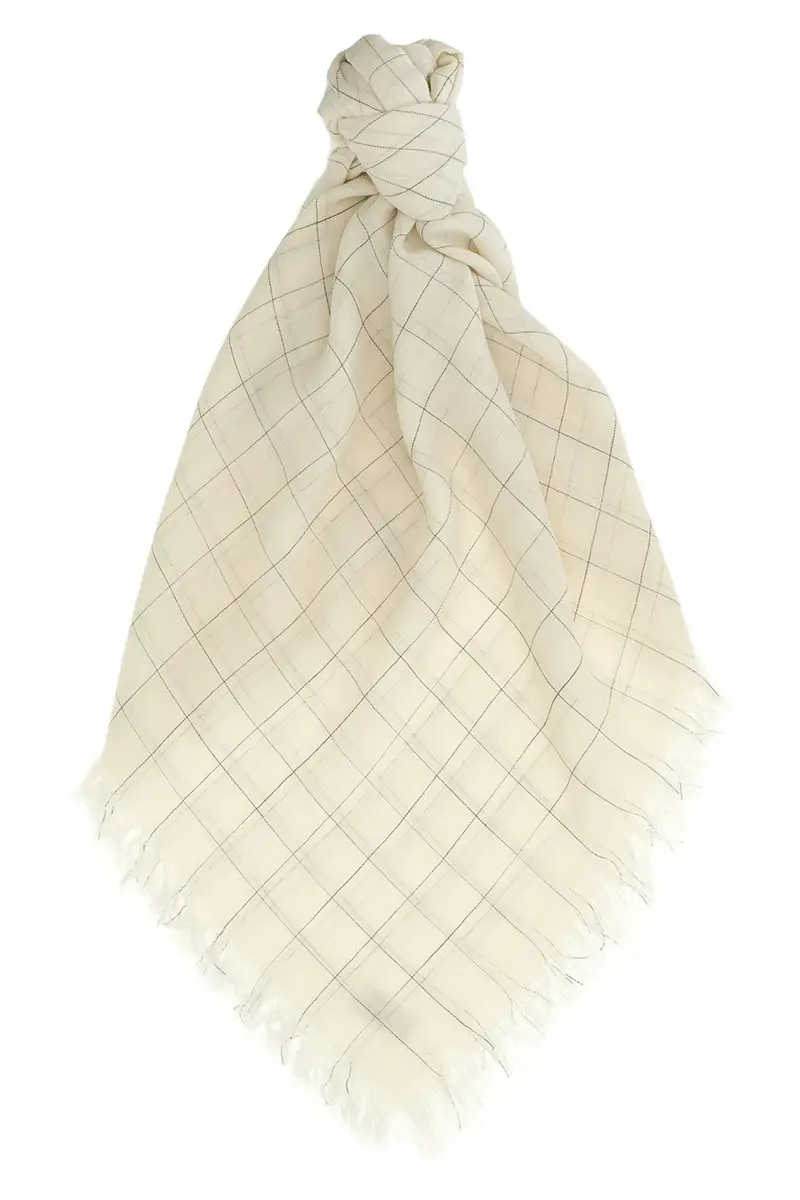 Sciarpa Quadri Bianco