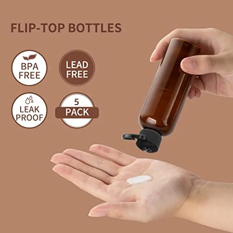 Toureal 100ML Bottiglie Vuoto da Viaggio con Tappo Flip Top (5 Pezz) Flaconi per Cosmetici (Marrone) miniatura 2
