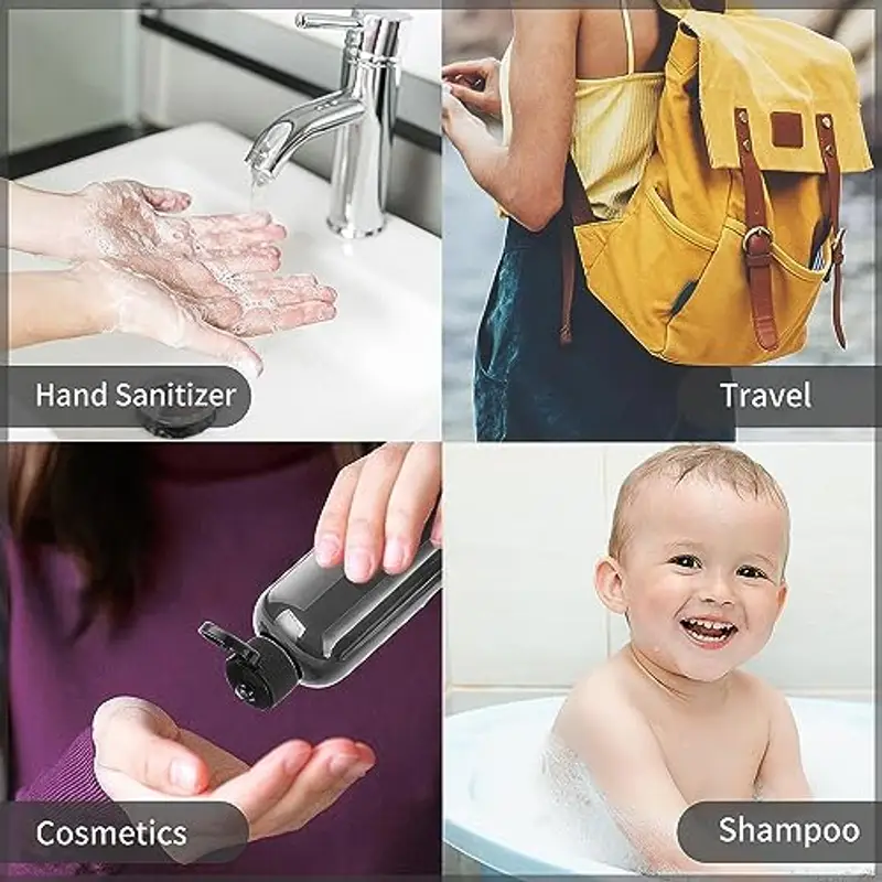 Toureal 100ML Bottiglie Vuoto da Viaggio con Tappo Flip Top (5 Pezz) Flaconi per Cosmetici (Nero) miniatura 3