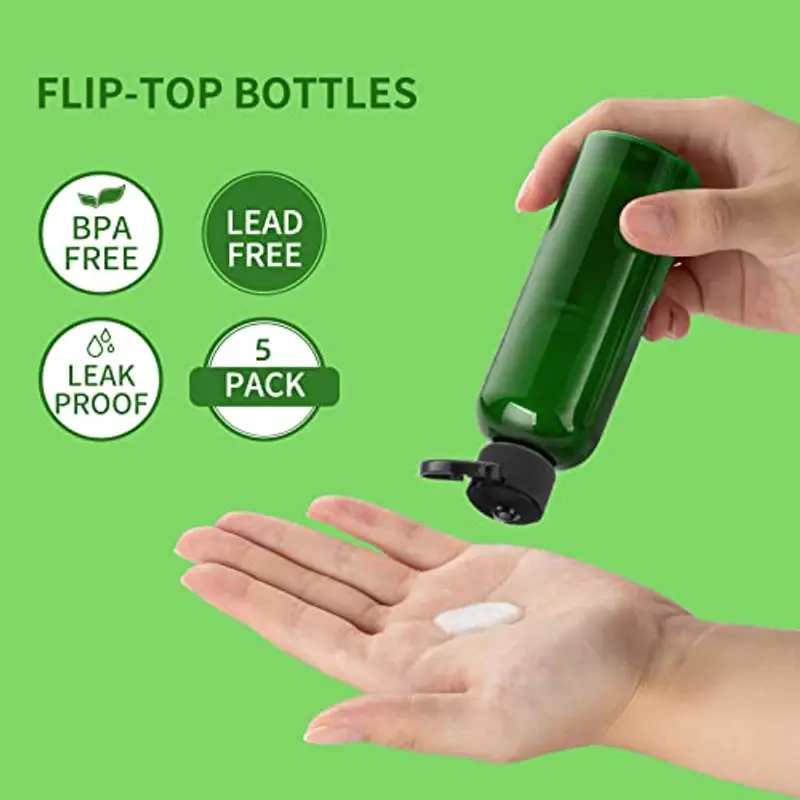Toureal 100ML Bottiglie Vuoto da Viaggio con Tappo Flip Top (5 Pezz) Flaconi per Cosmetici (Verde) miniatura 2