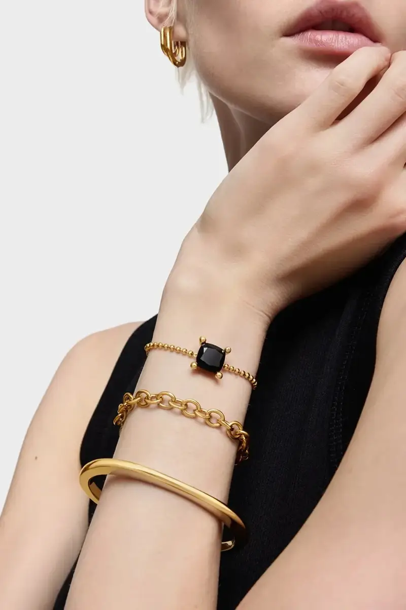 bracciale in argento placcato in oro Color Black 1004235300 miniatura 4